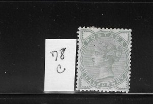 GREAT BRITAIN SCOTT #78C 1880-81 1/2P  GREEN- WMK 30- MINT HINGED