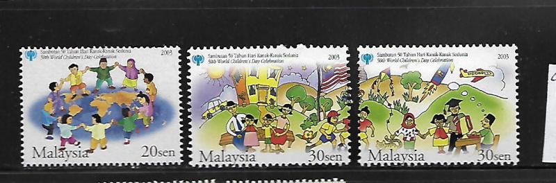 MALAYSIA,947-949, MINT NEVER HINGED,50TH WORLD CHILDRENS DAY