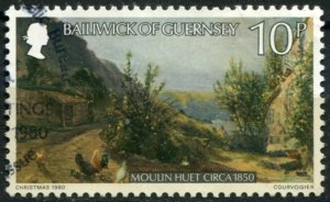 Guernsey  Sc#214 Used, 10p multi, Christmas 1980: Paintings of Peter Le Lievr...