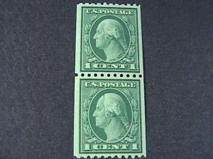 U.S.# 486-MINT NEVER/HINGED---GREEN---COIL PAIR---WASHINGTON----1918