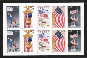 #3776-3780a Old Glory Booklet Pane of 10