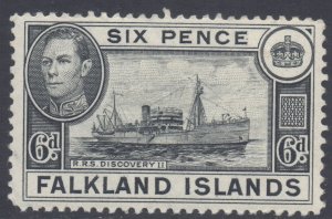 Falkland Islands Scott 102 - SG156, 1938 George VI 6d Black MH*