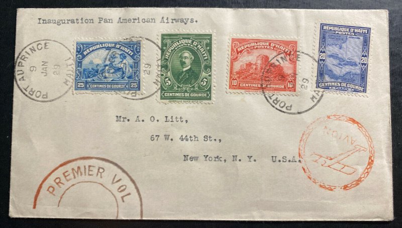 1929 Santo Domingo Haiti First Flight Airmail Cover FFC To New York USA 