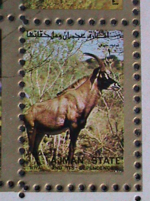 AJMAN STATE-COLORFUL LOVELY WORLD WILD ANIMALS CTO MINI SHEET VERY FINE