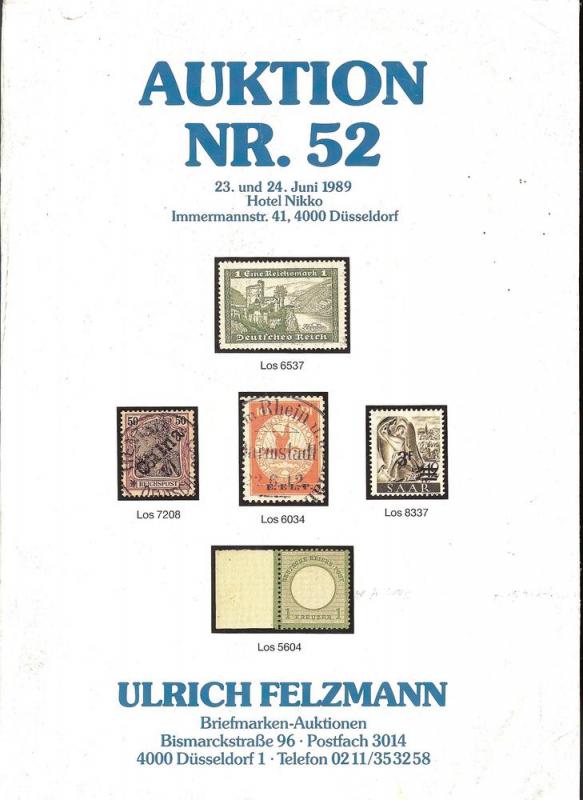 Felzmann: Sale # 52  -  Auktion NR.52, Ulrich Felzmann Sa...