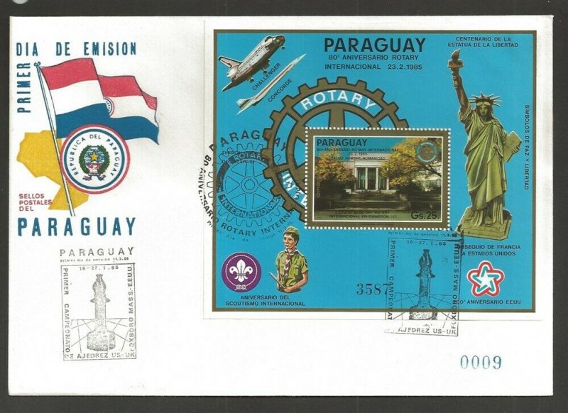 1985 Scouts Paraguay Rotary statue Liberty SS FDC