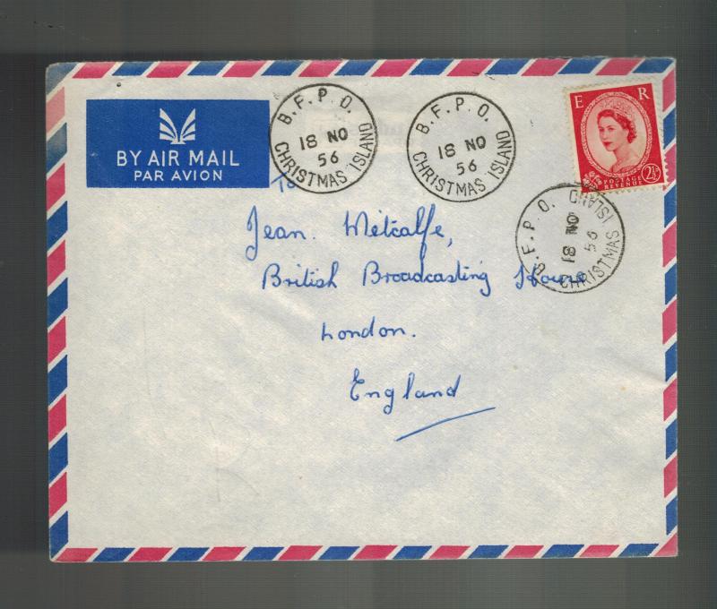 1956 England Field Post Office Cover Christmas Island Atom Bomb Nuclear test BBC