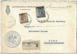 71585  - STORIA POSTALE -  LIBIA Libya 1915 - Busta  RACCOMANDATA per la ROMA 