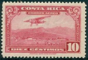 Costa Rica #C16 Air Mail Stamp 1934 10c. Used Postmarked stamps