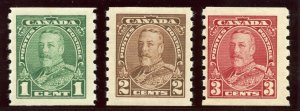 Canada 1935 KGV set complete MLH. SG 352-354. Sc 228-230.