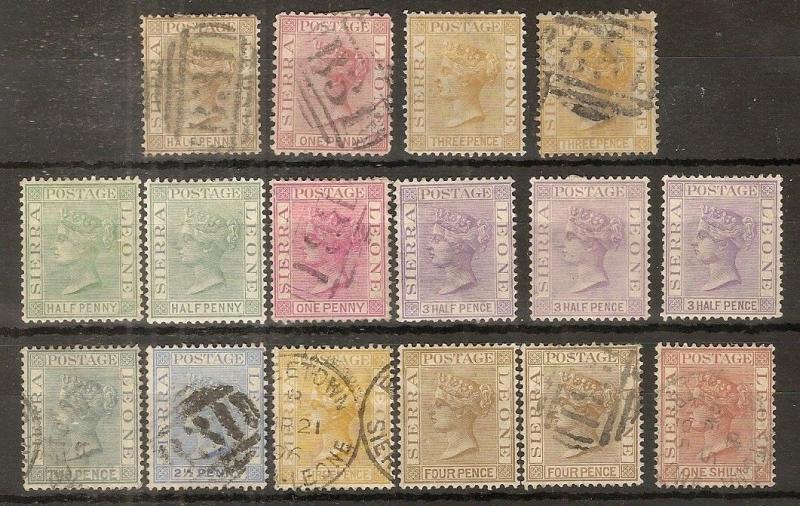 Sierra Leone 1872-91 QV Profiles Mint & Used (16v)