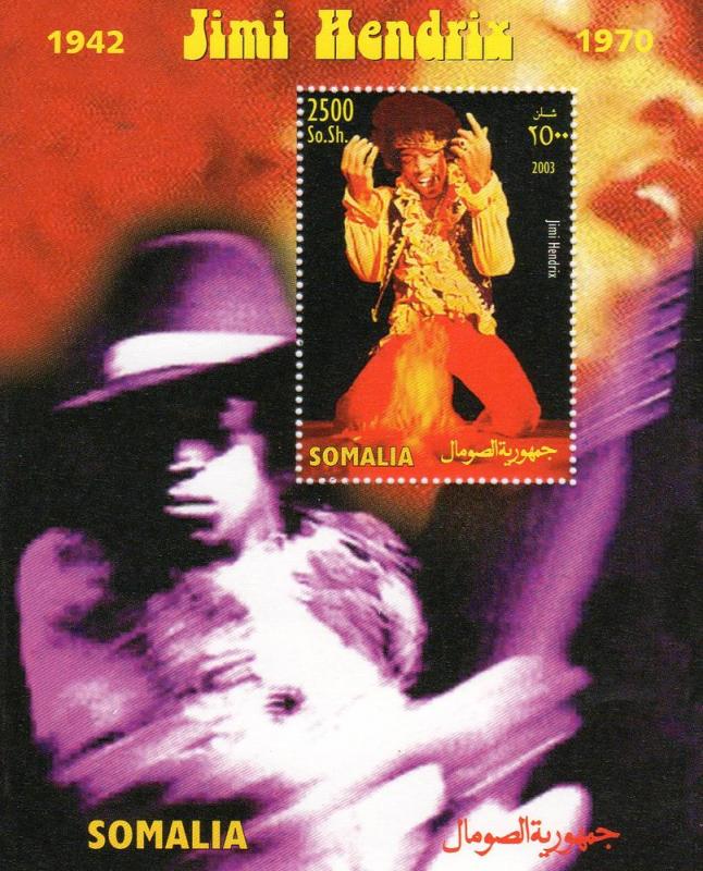 JIMI HENDRIX 1942-1970 S/S mnh vf perf Somalia 2003 