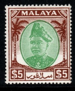 MALAYA SELANGOR SG110 1949 $5 GREEN & BROWN MNH