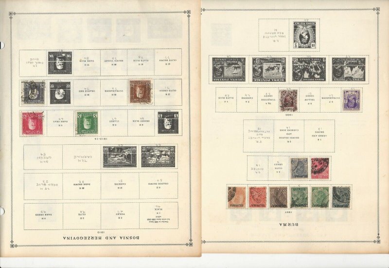 Bosnia, Burma, Bavaria, Azores Stamp Collection 20 Scott International Pages