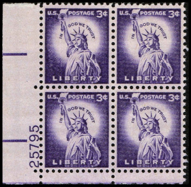 US #1035c LIBERTY MNH LL PLATE BLOCK #25795