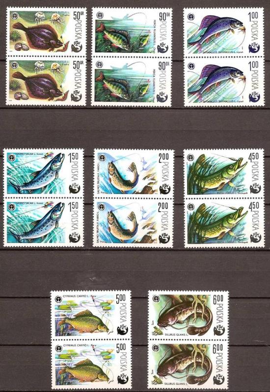 Poland - 1979 - Mi. 2616-23 - Pairs - (Fish) - MNH - P043