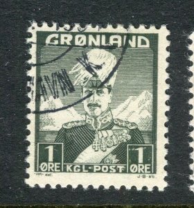 GREENLAND; 1938 early Christian X issue fine used 1ore. value