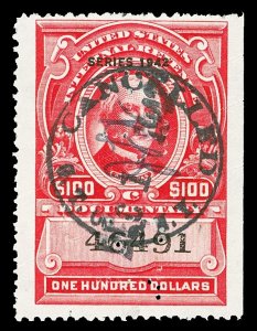 Scott R358 1942 $100.00 Dated Red Documentary Revenue Used F-VF Cat $75