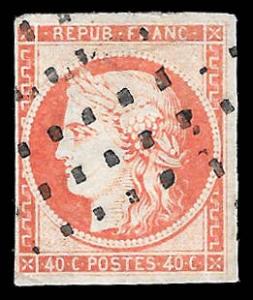 1858 FRANCE Sc# 7 CV $700 Used NG  NO FAULTS