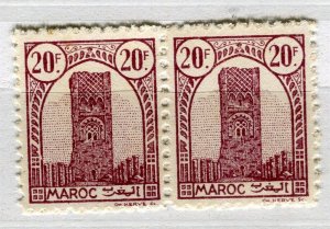 FRENCH MAROC; 1943 Hassan Tower Rabat issue MINT MNH unmounted 20F. PAIR