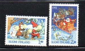 Finland Sc 874-5 1991 Christmas stamp set mint NH