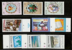 BARBADOS Large stamp accumulation Most MNH plate blocks gutter pairs Much value!