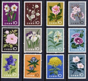 JAPAN Sc#712-23 1961 Flowers MNH
