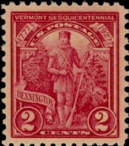 1927 2c Vermont, Green Mountain Boy, Battle of Bennington Scott 643 Mint F/VF LH