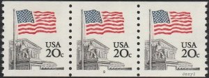 USA #1895 1981 20c Flag Over Court PNC Strip of 3 MNH- VF