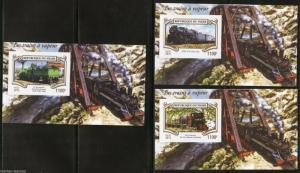 NIGER 2015 STEAM  TRAINS  SET OF THREE DELUXE S/S IMPERF MINT NH