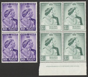 MALAYA - Pahang 1948 KGVI Silver Wedding set blocks with $5 imprint. MNH **.