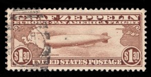 MOMEN: US STAMPS #C14 GRAF ZEPPELIN USED VF LOT #83767*