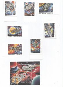 UZBEKISTAN - 1997 - Space Fantasy - Perf 7v Set & Souv Sheet - M L H