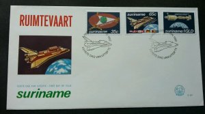 *FREE SHIP Suriname Space 1982 Astronomy Satellite Shuttle Flag Earth (FDC)