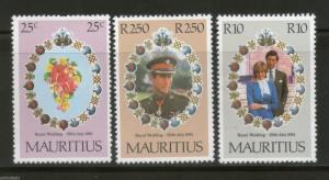 Mauritius 1981 Princess Diana & Charles Royal Wedding 3v Sc 520-22 MNH # 4011