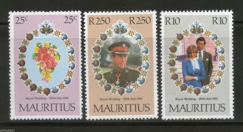 Mauritius 1981 Princess Diana & Charles Royal Wedding 3v Sc 520-22 MNH # 4011