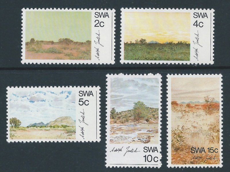 South West Africa #338-42 NH Paintings, Various Landscapes