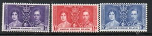 British Solomon Islands Sc 64-66  1937  Coronation George VI stamp set mint NH