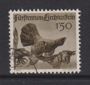 Liechtenstein  #221  used  1946  Capercaillie  1.50fr