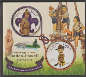 BADEN POWELL - SCOUTS perf sheet containing two circular values mnh