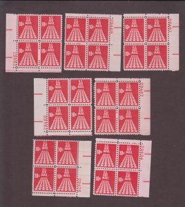 US, C72, 7 DIFFERENT # POSITIONS, AIRMAIL, MINT NH, PLATE BLOCKS