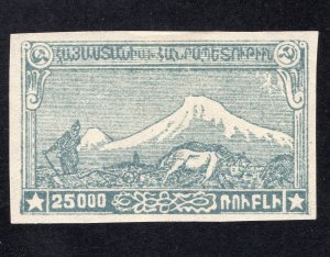 Armenia 1921 25,000 gray blue Imperf., Scott 293a MH, value = $5.00
