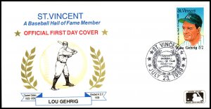 St Vincent 1217 Lou Gehrig Baseball U/A FDC