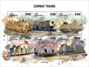 LIBERIA- 2023 - WWII Combat Trains - Perf 6v Sheet  - Mint Never Hinged