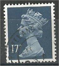 GREAT BRITAIN, Machins, 1990, used 17p dark blue, Scott MH98