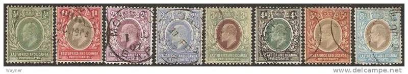  Est. Afr. & Uganda 1904-7 King Ed. VII Scott 17-26 used 