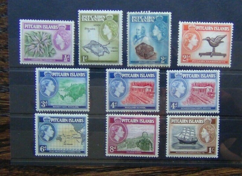 Pitcairn Island 1957 - 63 to 1s LMM (1/2d & 2d gum imperfections see photo)