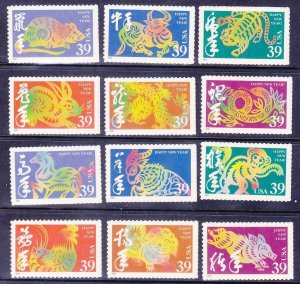 US 3997a-l MNH 2006 Chinese New Year Self-Adhesive Set of 12 New Year Animals