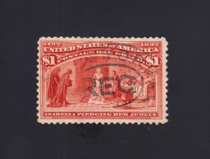 Scott #241 $1.00 Columbian USED Light REG Cancel