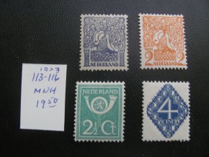 NETHERLANDS 1923 MNH SC 113-116 VF/XF $19.50 (179)